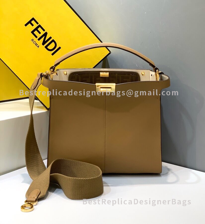 Fendi Peekaboo X-Lite Medium Brown Leather Bag 304S